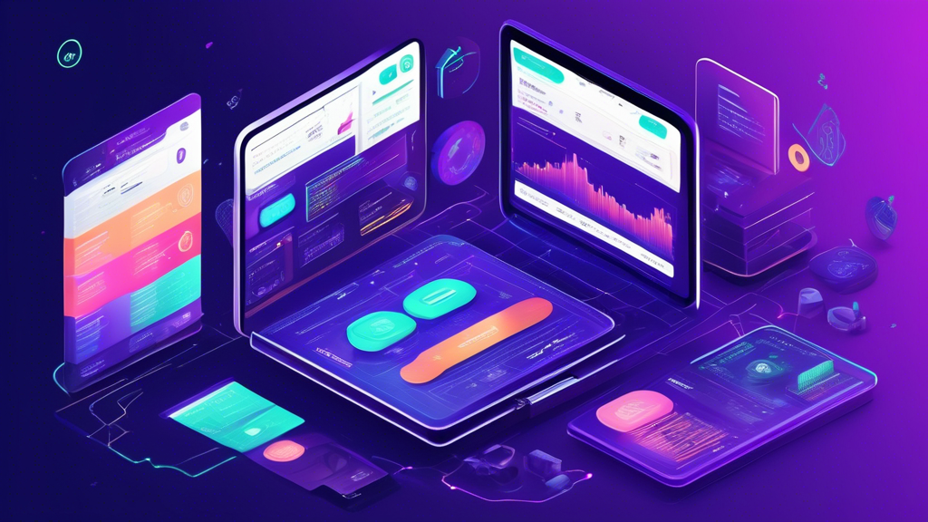 Create a detailed illustration of a modern, bustling digital cryptocurrency exchange platform based on the concepts described in a comprehensive guide. Showcase users engaging with live data charts, different types of cryptocurrencies being traded, secure login processes, and interactive interface elements including buy/sell options. Highlight the sophistication and user-centered design of the edX Crypto Exchange with a clean, futuristic aesthetic.